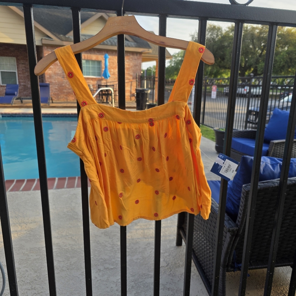 Hello Yellow Embroidered Women's Top